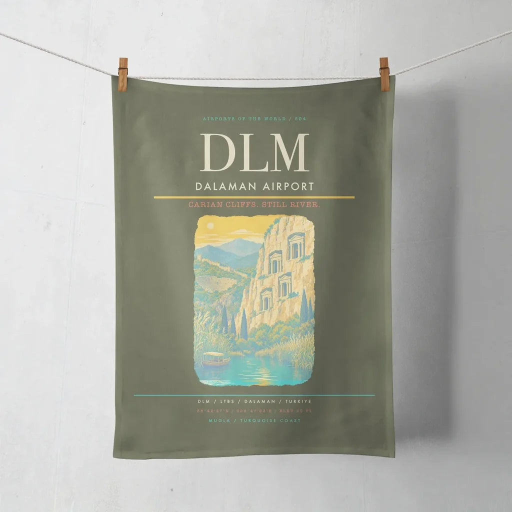 Dalaman Airport (DLM) design on green army towel