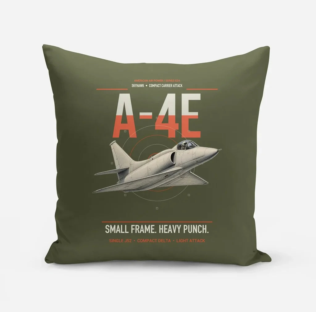 A-4E Skyhawk design on green army pillow