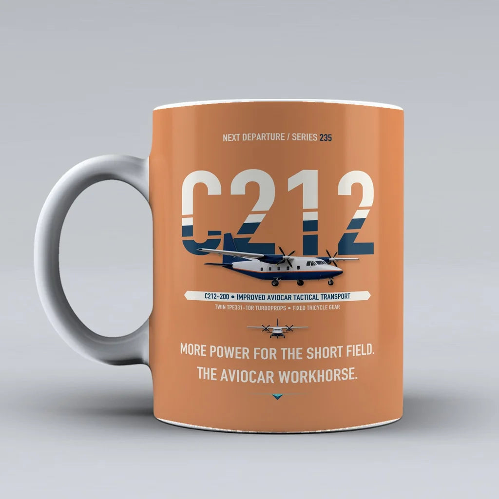 C-212-200 Aviocar Mug design on orange casa