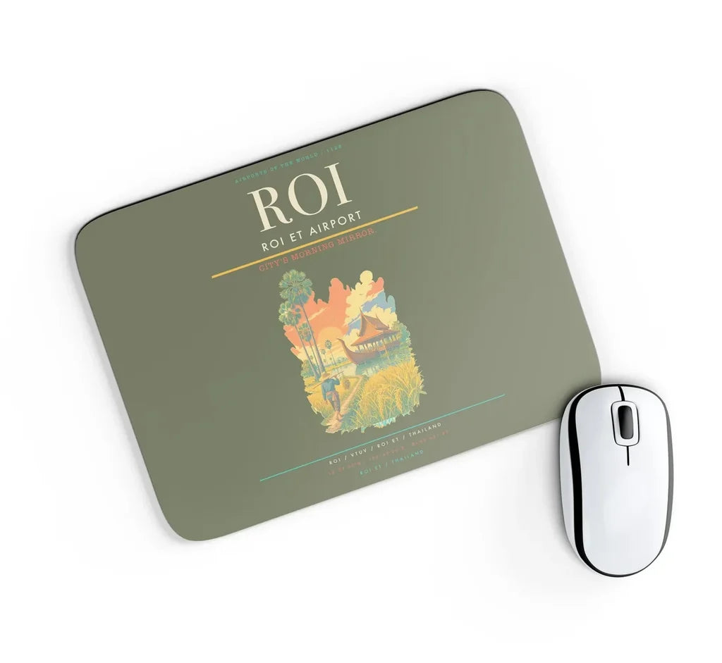 Roi Et Airport (ROI) design on green army rectangle mouse pad
