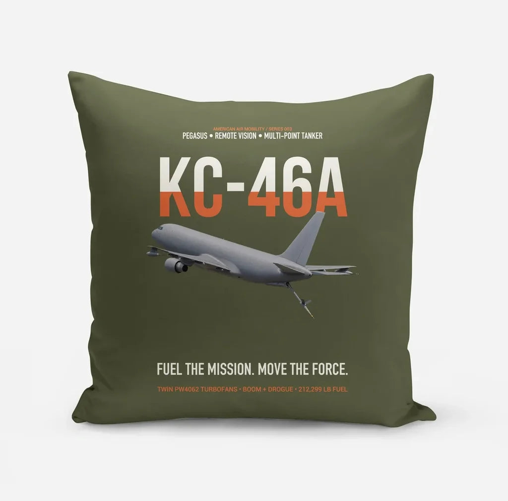 KC-46A PEGASUS design on green army pillow