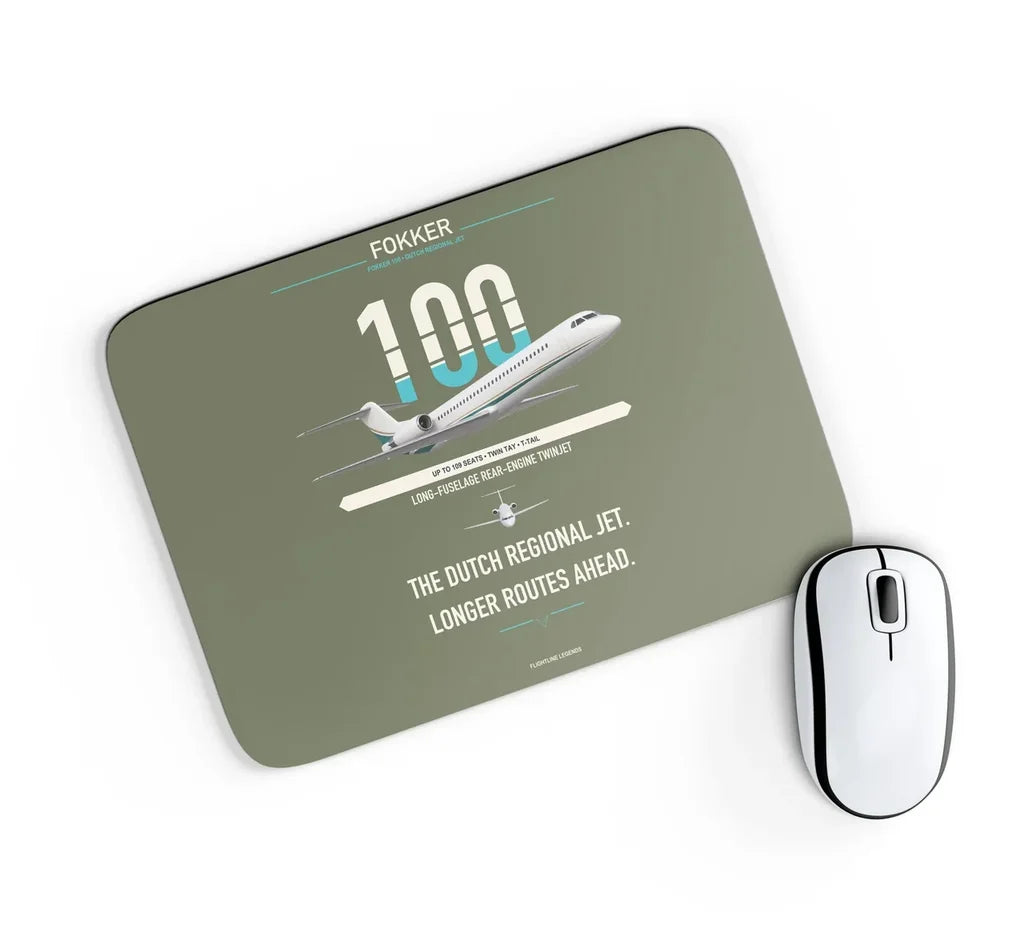 Fokker 100 design on green army rectangle mouse pad