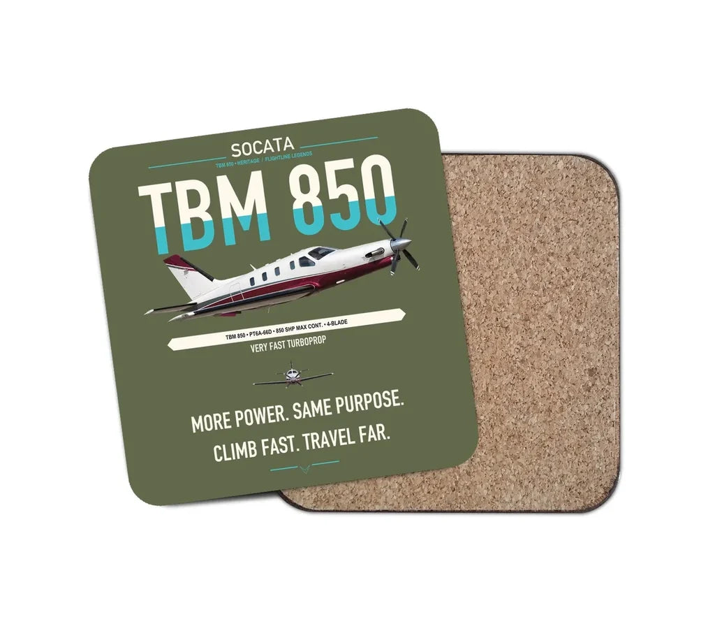 Socata TBM 850 design on green army 1 piece coaster