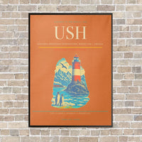 Thumbnail for Malvinas Argentinas International Airport USH — Ushuaia vertical canvas print - framed - orange background