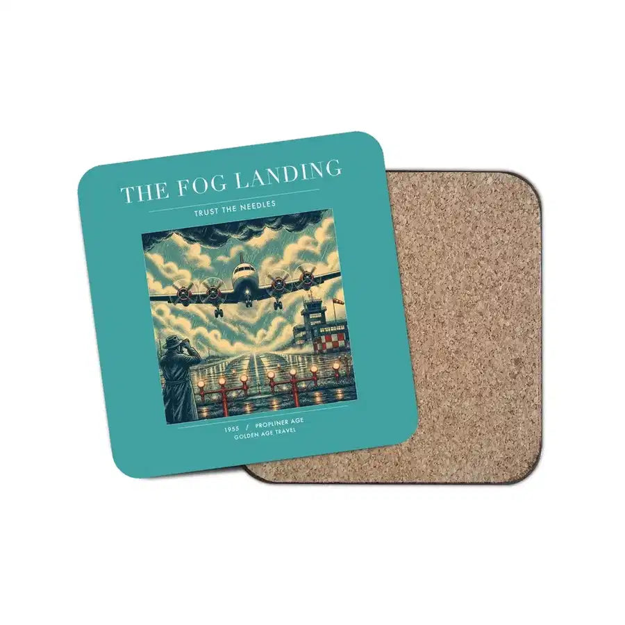 The Fog Landing - Designed Coasters design on turquoise 1-piece