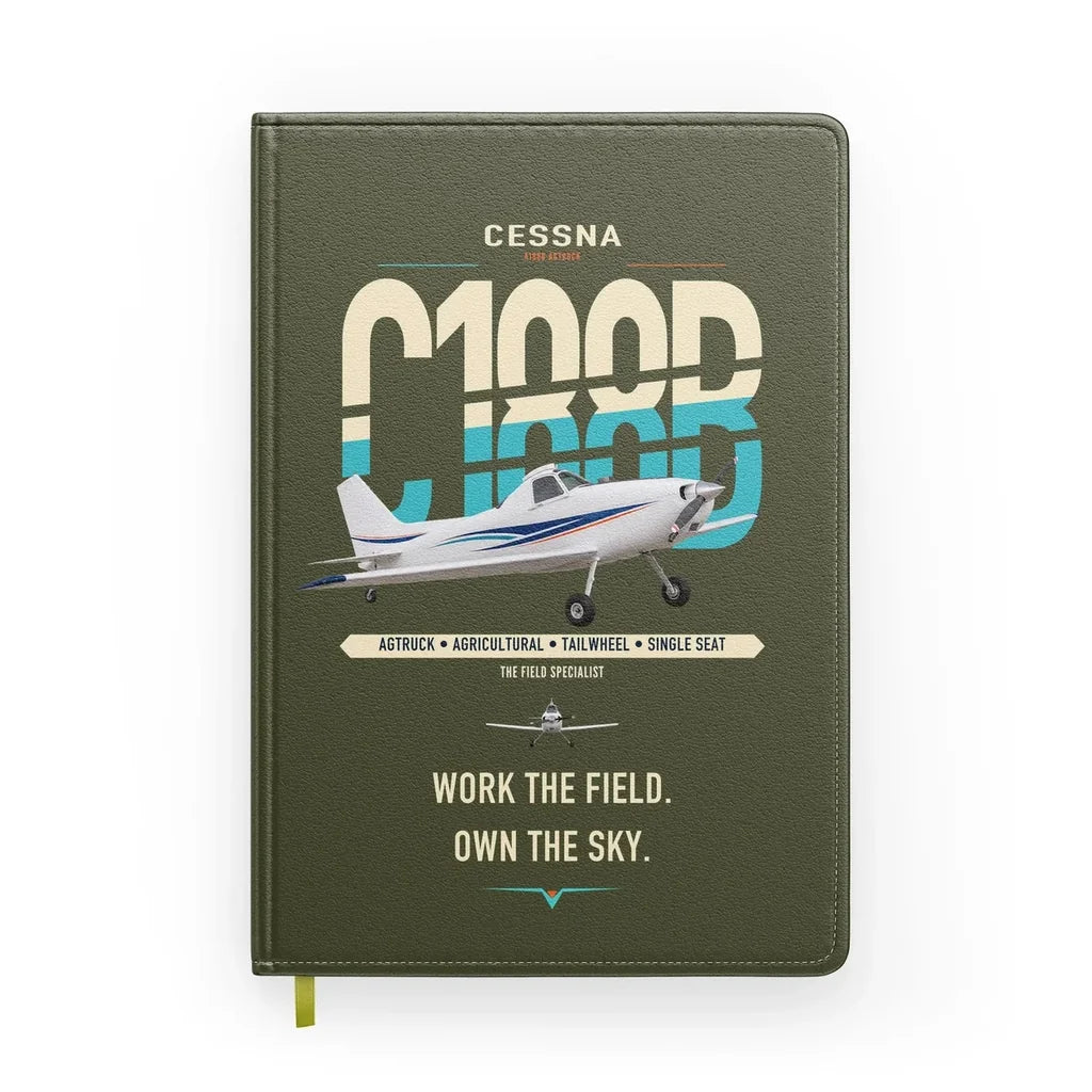 Cessna A188B AgTruck design on green army notebook