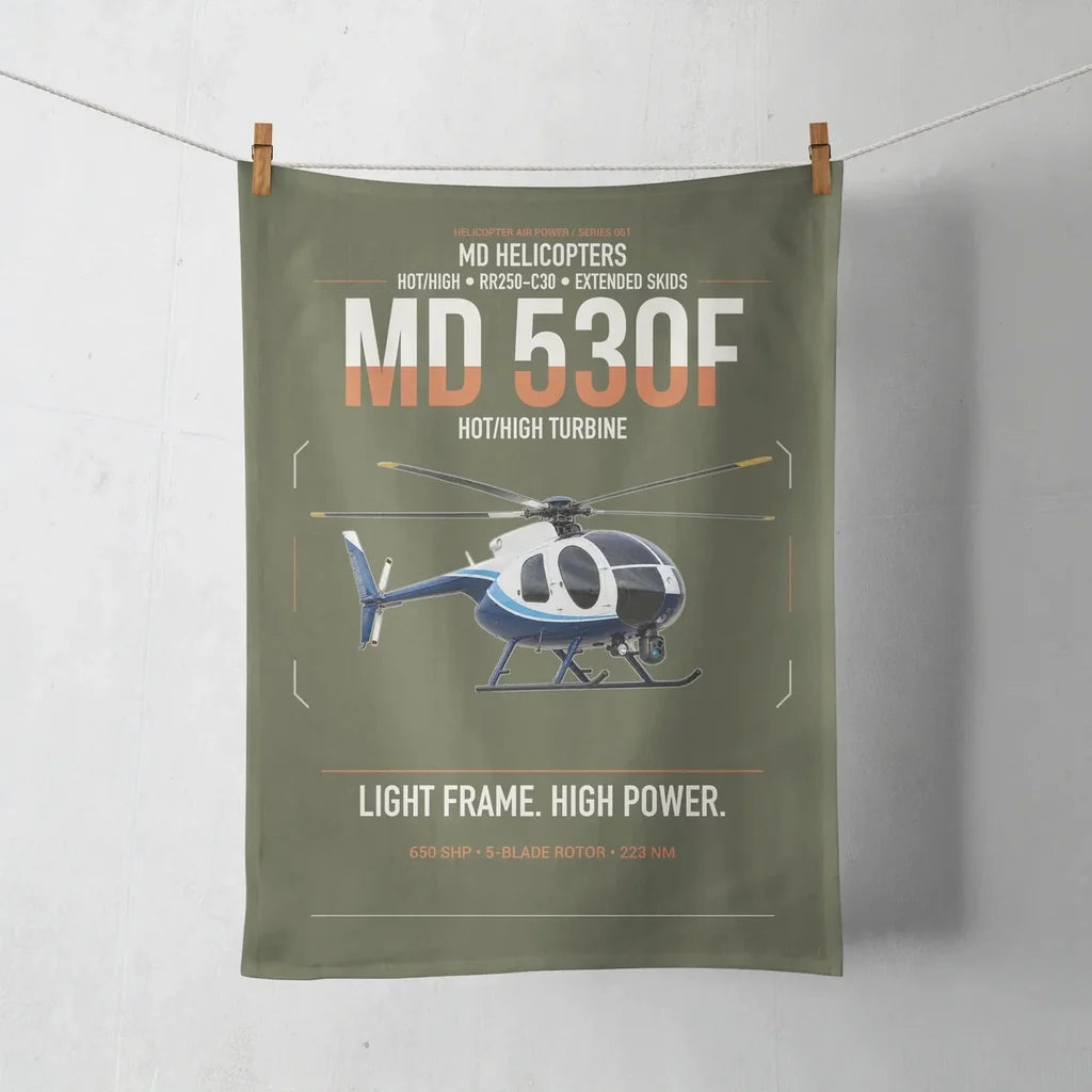 MD Helicopters MD 530F design on green army towel