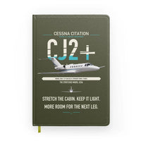 Thumbnail for Cessna Citation CJ2+ design on green army notebook