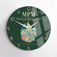 Thumbnail for Maputo International Airport (MPM) design on dark green no frame wall clock