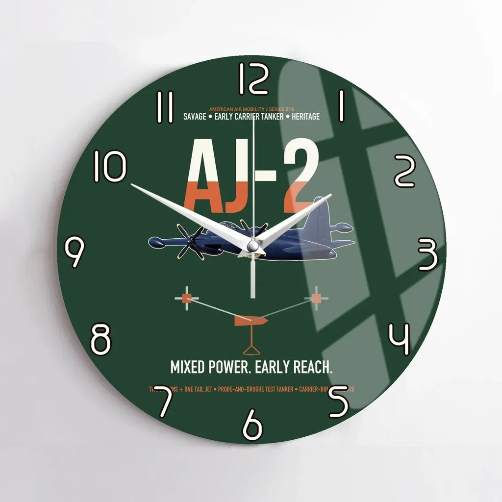 AJ-2 Savage Tanker design on dark green no frame wall clock