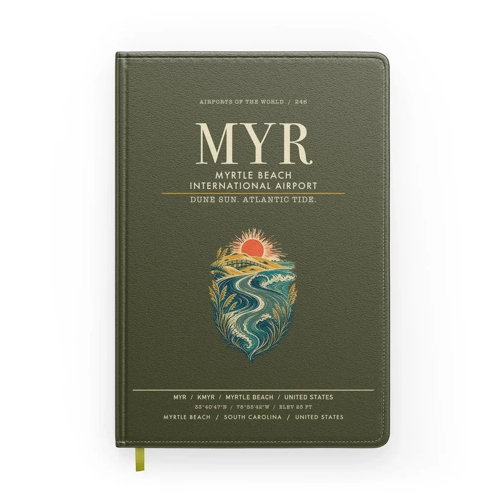 Myrtle Beach International Airport (MYR) design on green army notebook