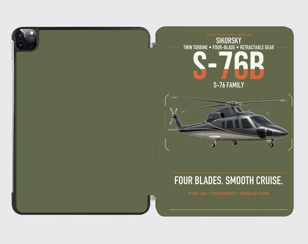 Sikorsky S-76B design on green army ipad tablet case