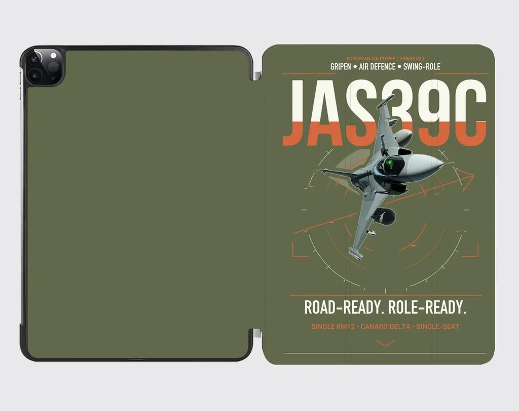 Saab JAS 39C Gripen design on green army ipad tablet case