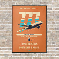 Thumbnail for Boeing 777F vertical canvas print - framed - orange background