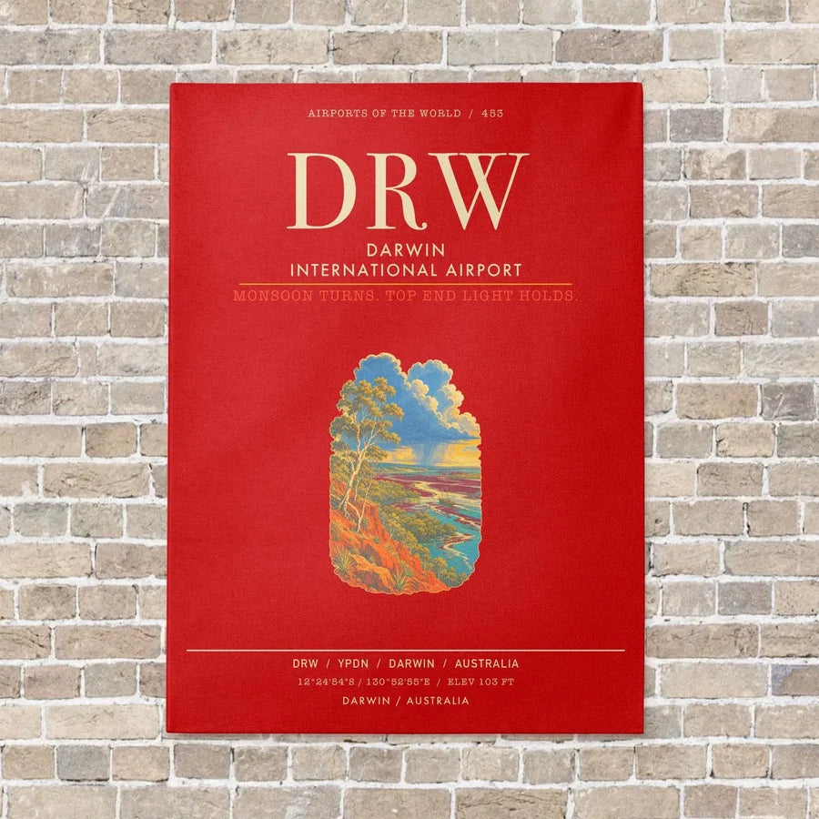 Darwin International Airport DRW - Canvas Framed - Red