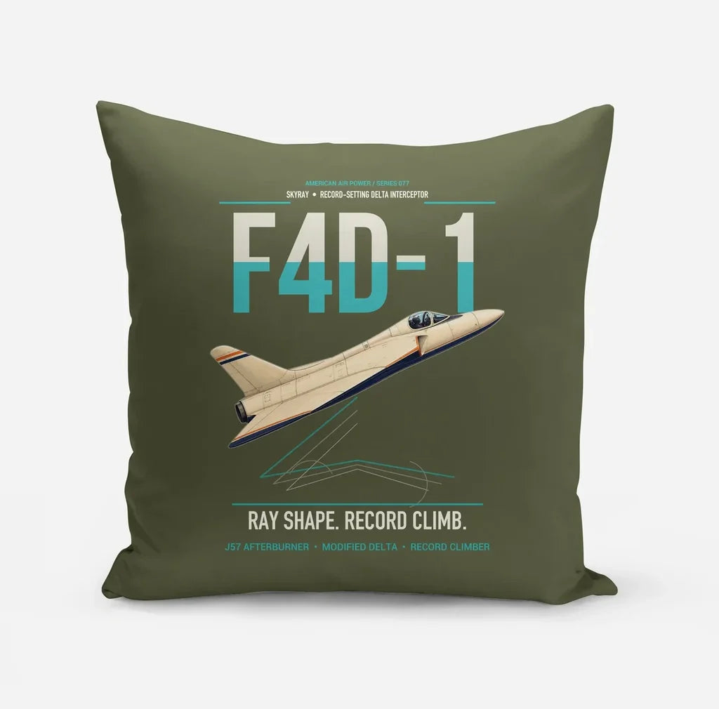 F4D-1 Skyray design on green army pillow