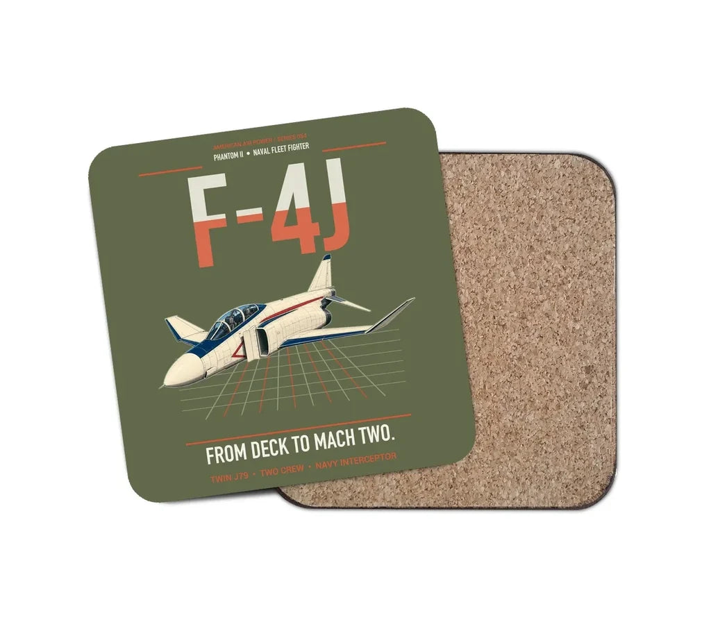 F-4J Phantom II design on green army 1 piece coaster