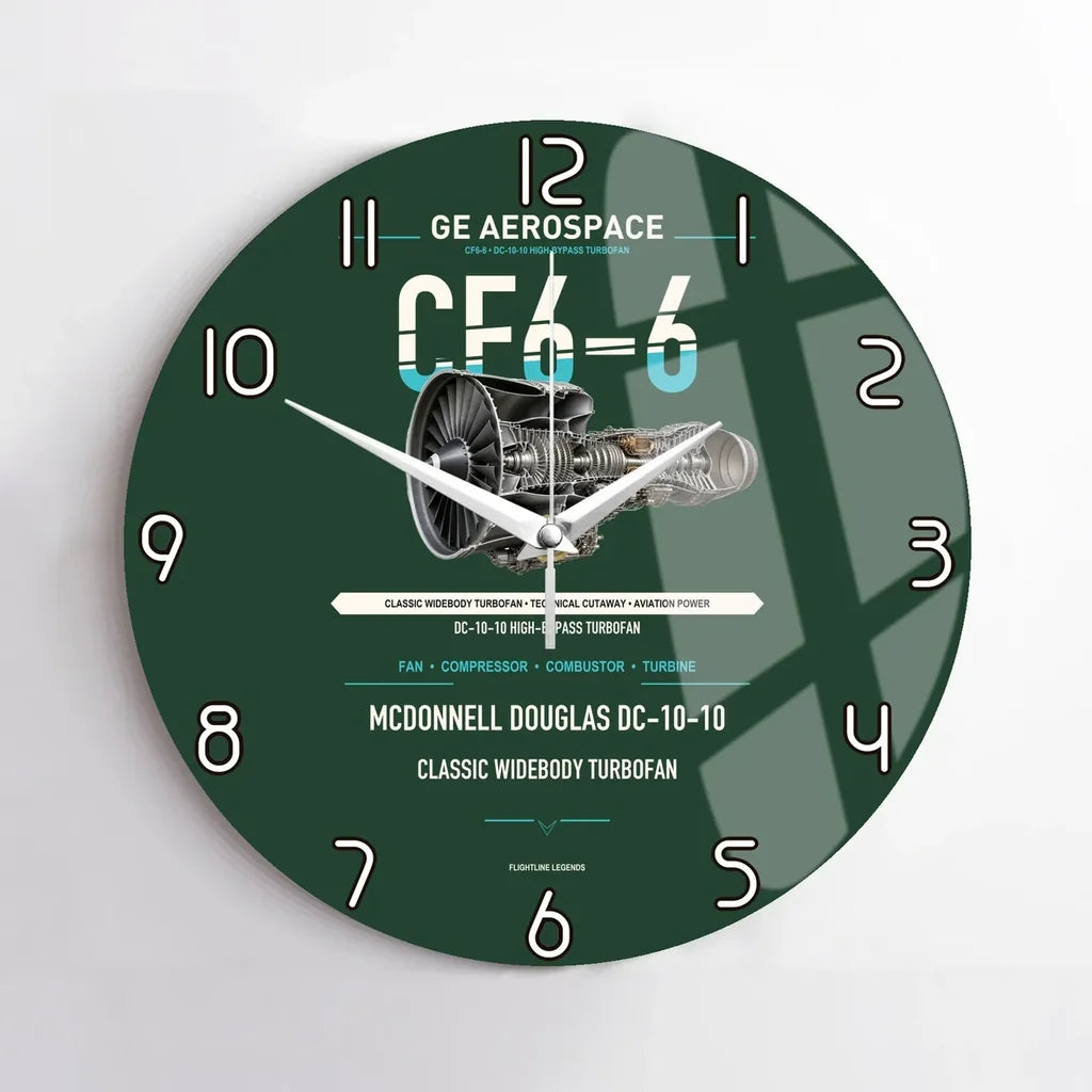 CF6-6 design on dark green no frame wall clock
