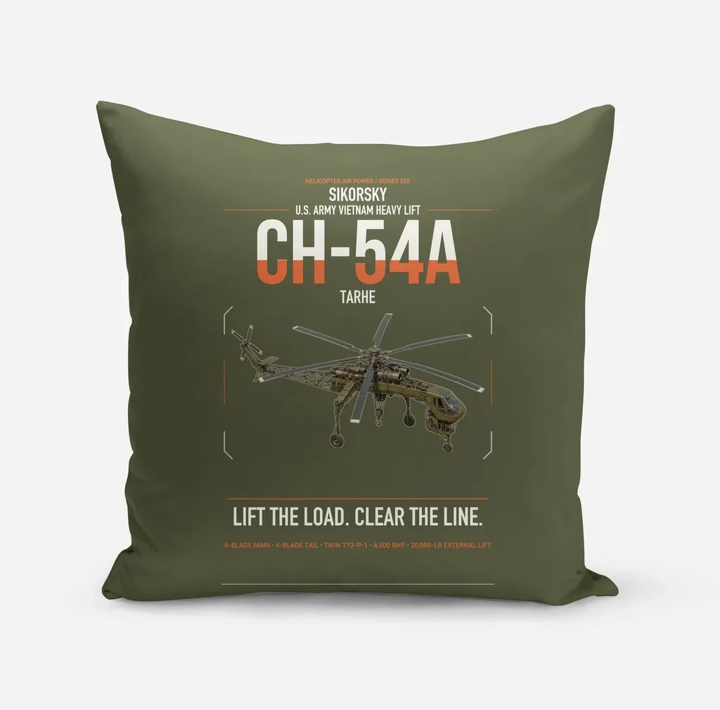 Sikorsky CH-54A Tarhe design on green army pillow