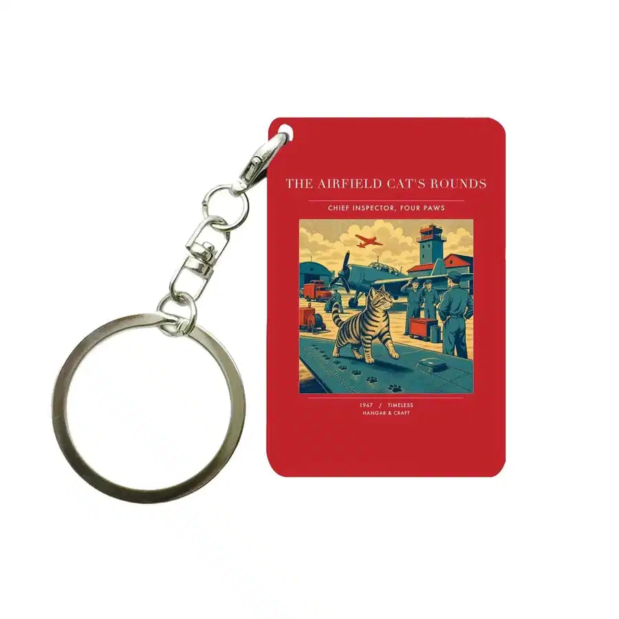 VINTAGE G4456 - The Airfield Cat's Rounds - Designed Key Chain design on red