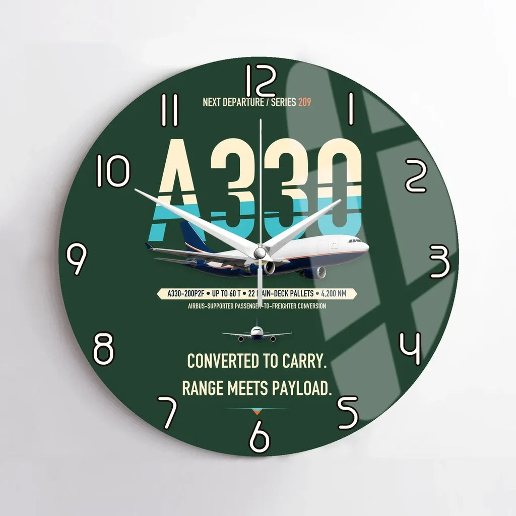 Airbus A330-200P2F design on dark green no frame wall clock