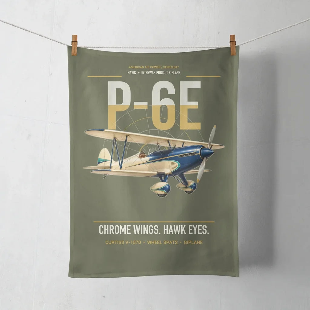 Curtiss P-6E Hawk design on green army towel