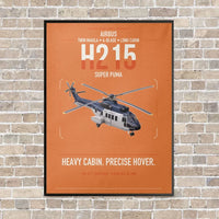 Thumbnail for Airbus H215 vertical canvas print - framed - orange background