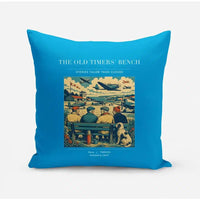 Thumbnail for VINTAGE G4140 - The Old Timers' Bench - Designed Pillows design on turquoise