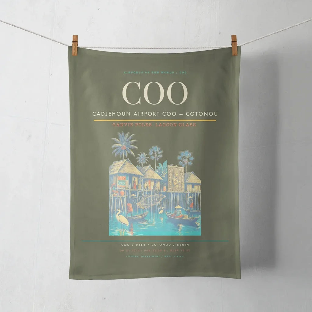 Cadjehoun Airport (COO) design on green army towel