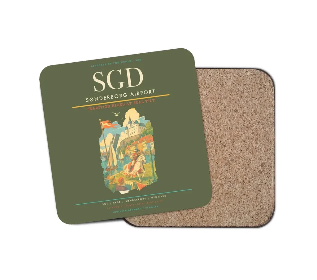 Sønderborg Airport (SGD) design on green army 1 piece coaster