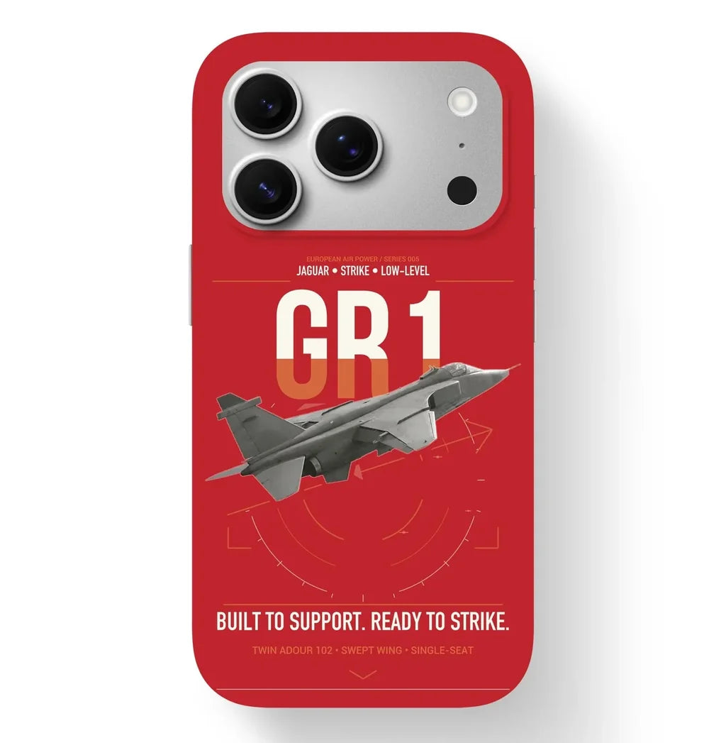 SEPECAT Jaguar GR1 design on red magsafe iphone case, for iPhone 17 Pro