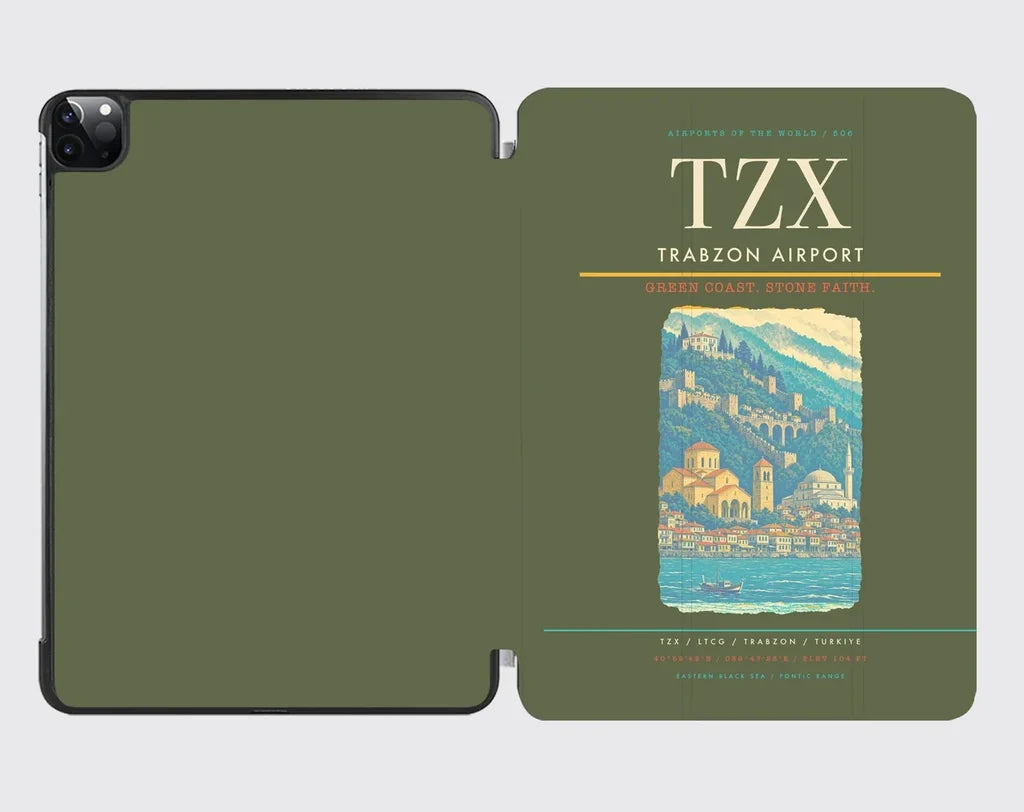 Trabzon Airport (TZX) design on green army ipad tablet case