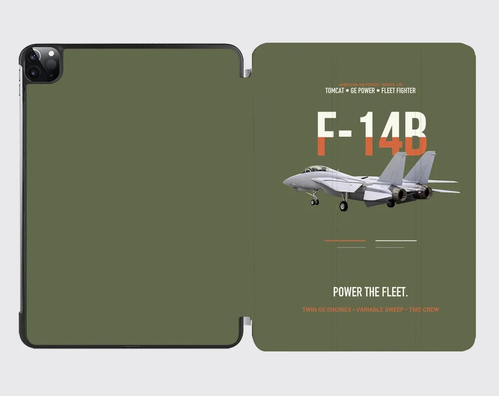 F-14B Tomcat Power The Fleet design on green army ipad tablet case