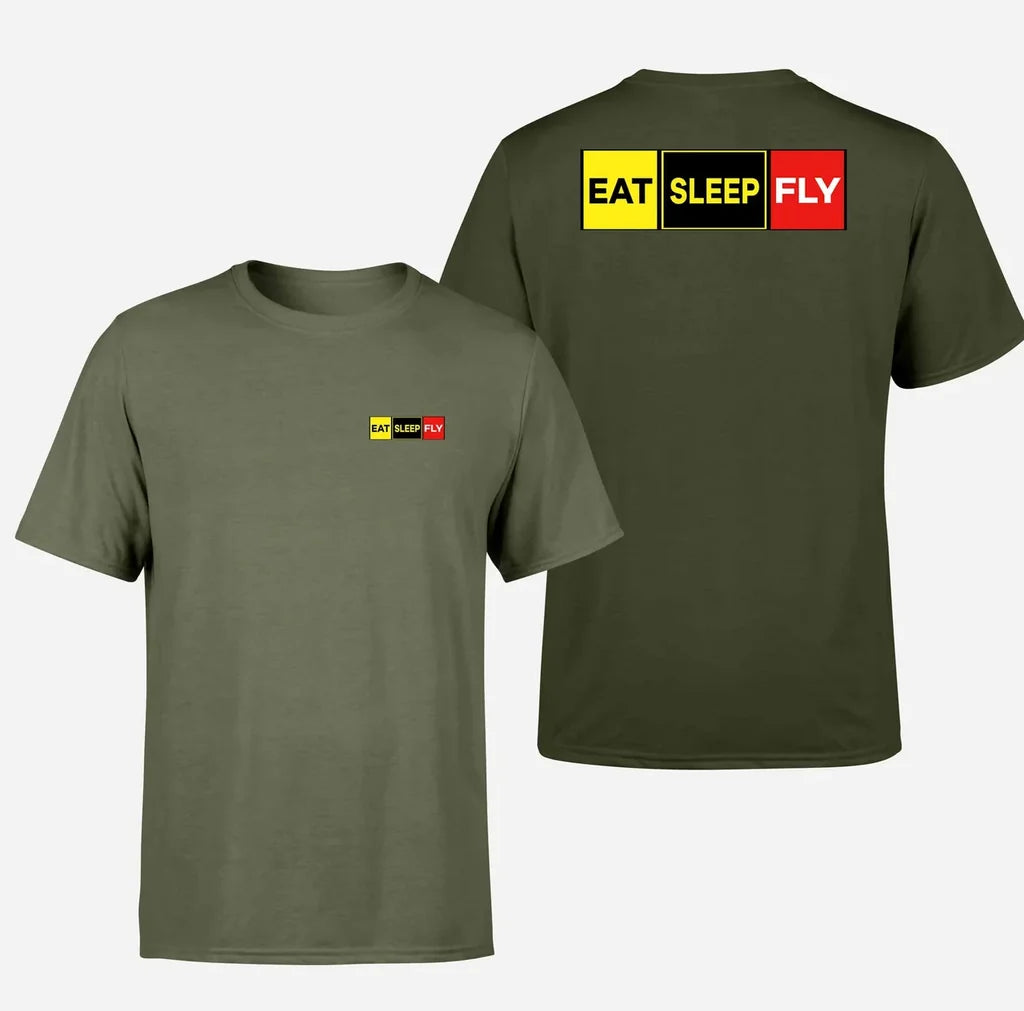 Eat Sleep Fly (Colourful) Designed Double-Side T-Shirts - view 14