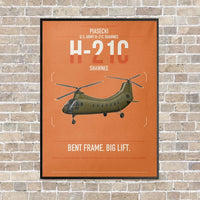 Thumbnail for Piasecki H-21C Shawnee vertical canvas print - framed - orange background
