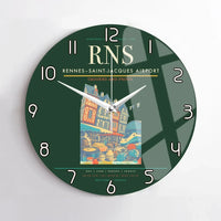 Thumbnail for Rennes–Saint-Jacques Airport (RNS) design on dark green no frame wall clock