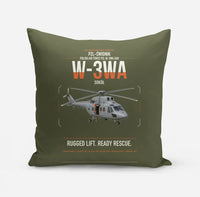 Thumbnail for PZL-Świdnik W-3WA Sokół design on green army pillow