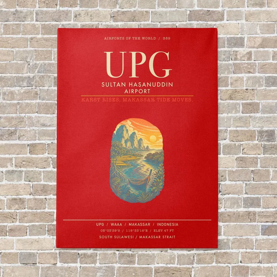 Sultan Hasanuddin Airport UPG - Canvas Framed - Red