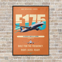 Thumbnail for Embraer E175 vertical canvas print - framed - orange background