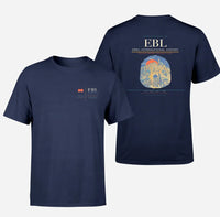 Thumbnail for Erbil International Airport (EBL) design printed on navy blue double-side t-shirt