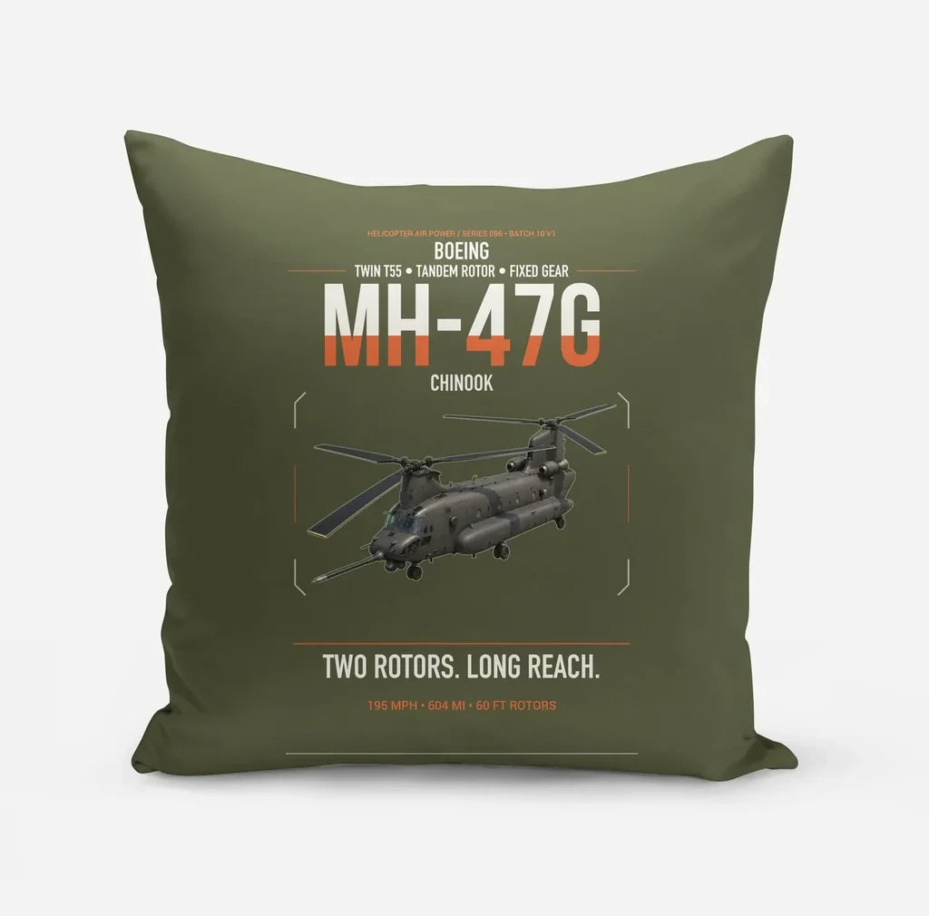 Boeing MH-47G Chinook design on green army pillow