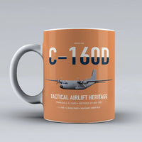 Thumbnail for Transall C-160D design on orange ceramic mug, double-side print