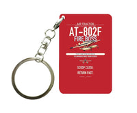 Thumbnail for Air Tractor AT-802F Fire Boss design on red designed key chain, double-side print