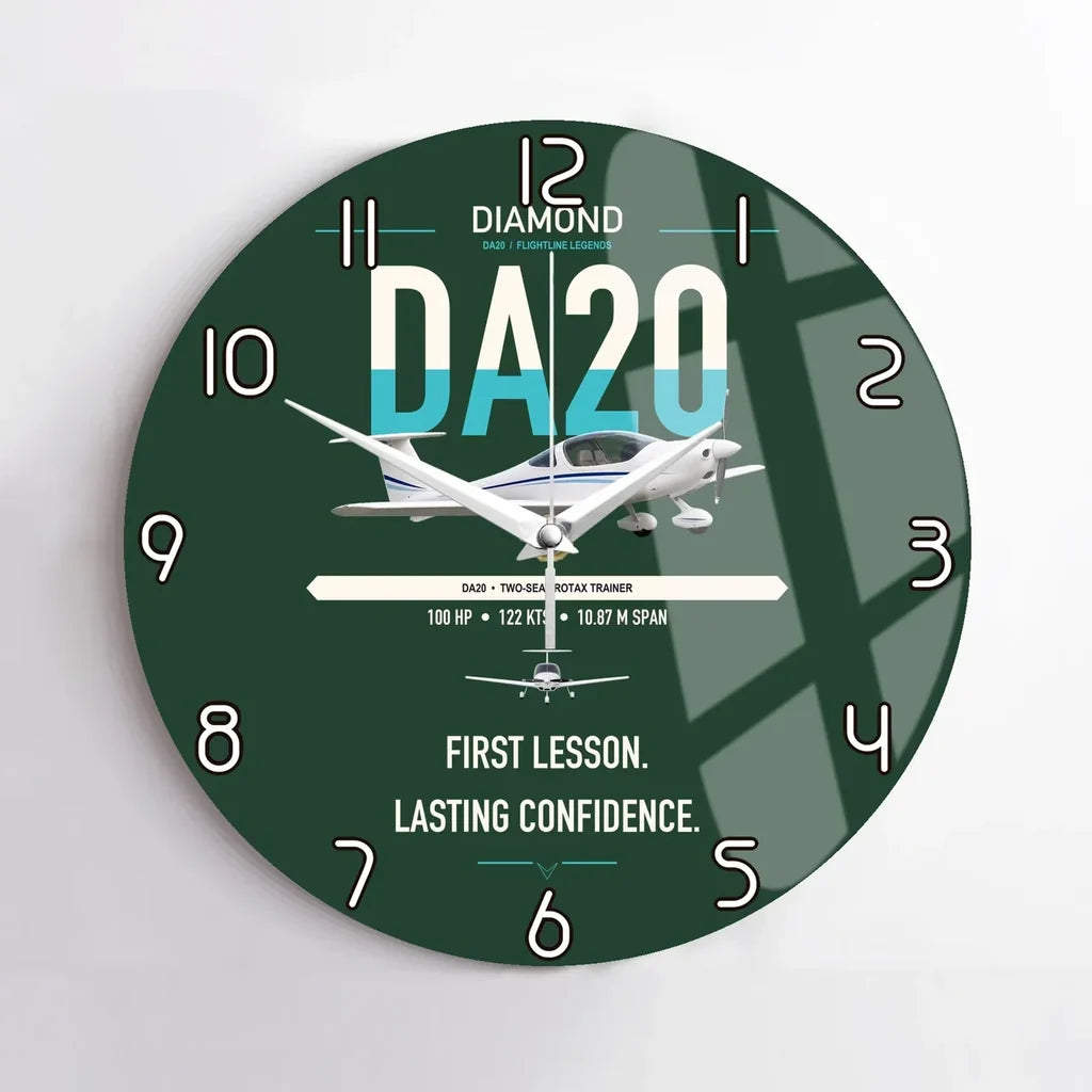 Diamond DA20 design on dark green no frame wall clock