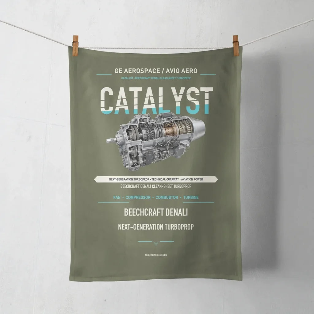 CATALYST design on green army towel