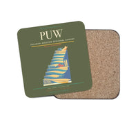Thumbnail for Pullman–Moscow Regional Airport (PUW) design on green army 1 piece coaster
