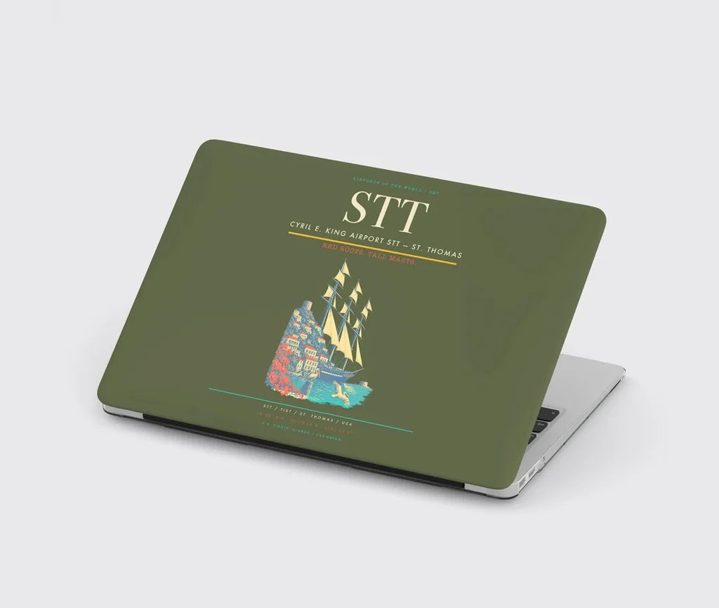 Cyril E. King Airport (STT) design on green army MacBook case