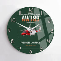 Thumbnail for Leonardo AW189 design on dark green no frame wall clock