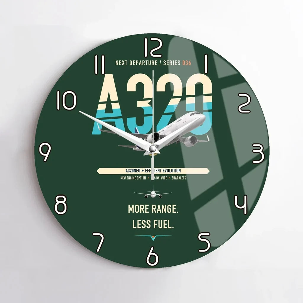 Airbus A320neo design on dark green no frame wall clock