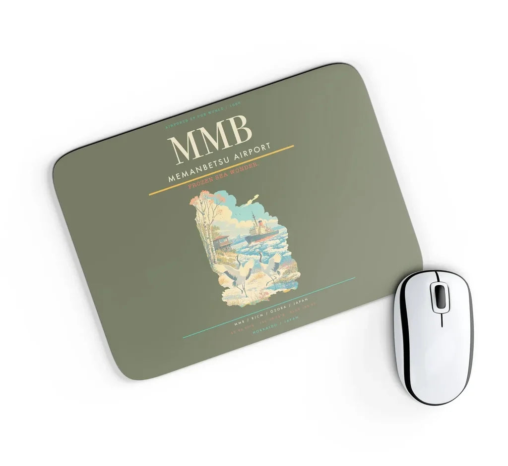 Memanbetsu Airport (MMB) design on green army rectangle mouse pad